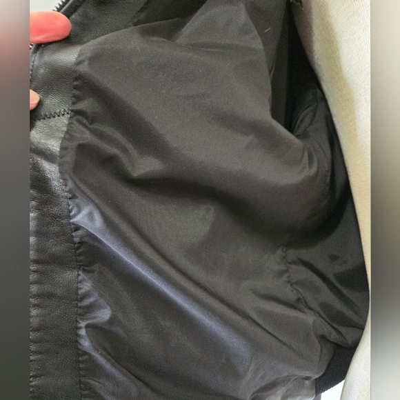 DANIER Black and White Wool Knit and Genuine Leather Moto Jacket. Size XS - Picture 8 of 14